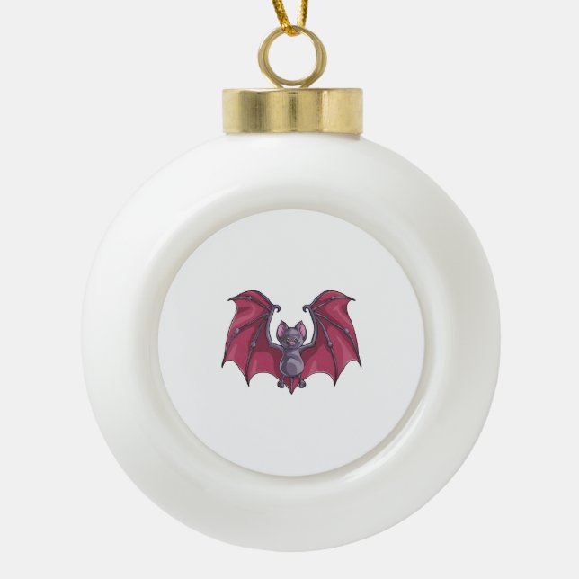 Halloween Bat Ceramic Ball Christmas Ornament (Front)