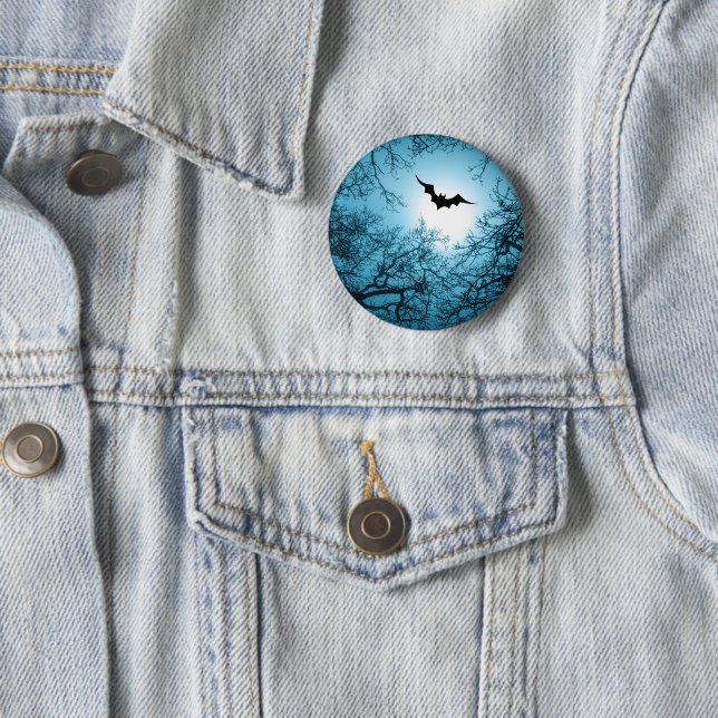 Halloween bat dark night customisable classic  6 cm round badge (In Situ)