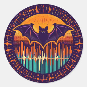 Halloween Bat Echoes-Ultrasound- Classic Round Sticker