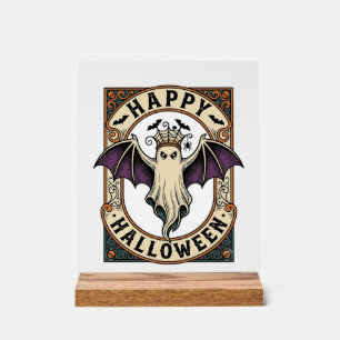 Halloween Bat Ghost Vintage Engraving Shirt_1 Acrylic Sign