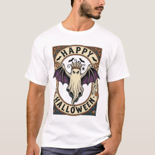 Halloween Bat Ghost Vintage Engraving Shirt_1 T-Shirt