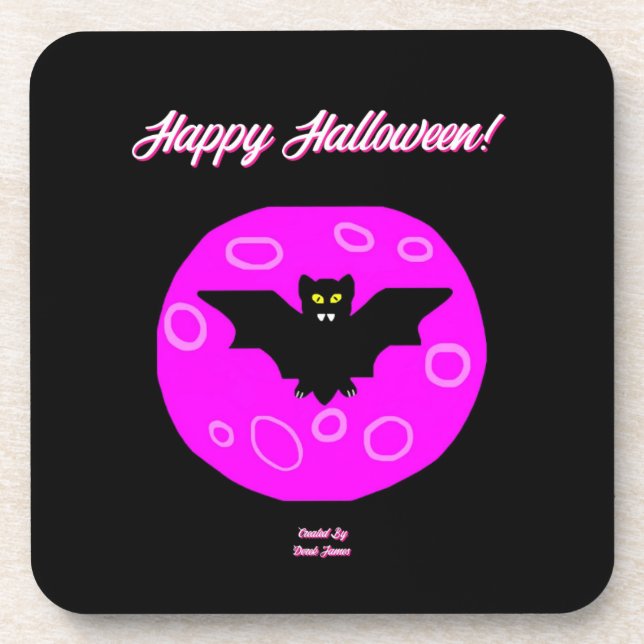 Halloween Bat Hard Plastic Coaster (Front)