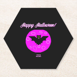 Halloween Bat Hexagon Paper Coaster