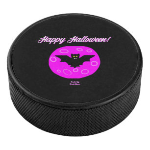 Halloween Bat Hockey Puck