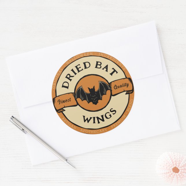 halloween bat lable classic round sticker (Envelope)