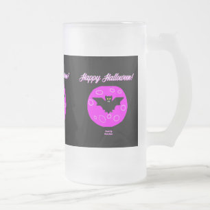 Halloween Bat Large Frosted Glass Mug