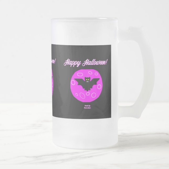 Halloween Bat Large Frosted Glass Mug (Right)