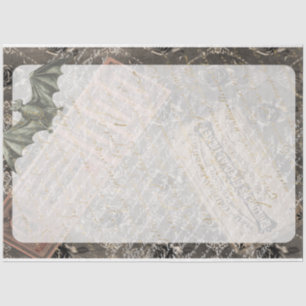 Halloween Bat Letter Script Ephemera Vintage Tissue Paper