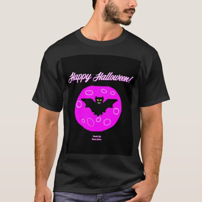 Halloween Bat Men's Black Basic T Shirt (Front)