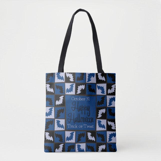 Halloween bat mosaic tote bag (Front)