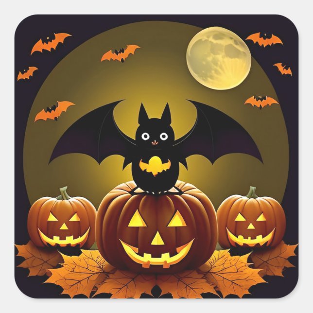 Halloween Bat Pumpkin Sticker For Laptop Decor (Front)