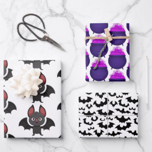Halloween Bat Purple  Wrapping Paper Sheet
