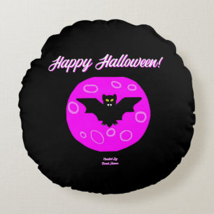 Halloween Bat Round Throw Pillow
