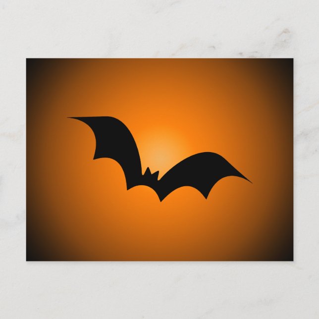 Halloween Bat Silhouette Orange Sky Postcard (Front)
