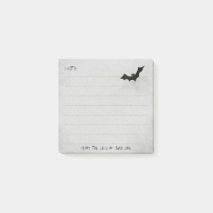 Halloween Bat Silhouette over Gray - Lined Post-it Notes