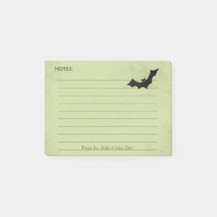 Halloween Bat Silhouette over Green - Lined Post-it Notes