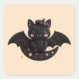 Halloween Bat Sticker — Handcrafted Embroidey Look