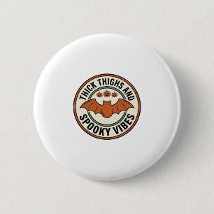 Halloween Bat Thick Thighs Spooky Vibes Vintage_1 6 Cm Round Badge