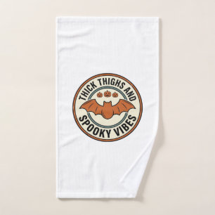 Halloween Bat Thick Thighs Spooky Vibes Vintage_1 Hand Towel
