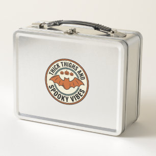 Halloween Bat Thick Thighs Spooky Vibes Vintage_1 Metal Lunch Box