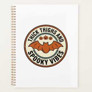Halloween Bat Thick Thighs Spooky Vibes Vintage_1 Planner