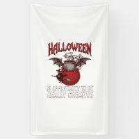 Halloween Bat Winged Cauldron Flying Witch Ghost