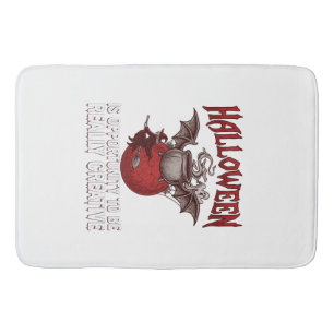 Halloween Bat Winged Cauldron Flying Witch Ghost Bath Mat