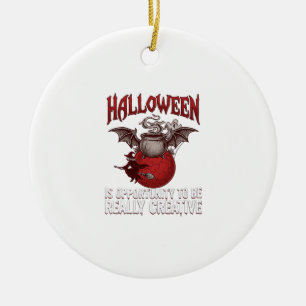 Halloween Bat Winged Cauldron Flying Witch Ghost Ceramic Tree Decoration