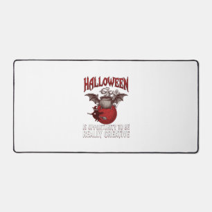 Halloween Bat Winged Cauldron Flying Witch Ghost Desk Mat