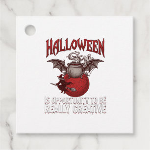 Halloween Bat Winged Cauldron Flying Witch Ghost Favour Tags