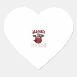 Halloween Bat Winged Cauldron Flying Witch Ghost Heart Sticker