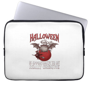 Halloween Bat Winged Cauldron Flying Witch Ghost Laptop Sleeve