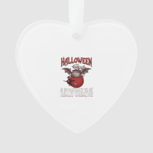 Halloween Bat Winged Cauldron Flying Witch Ghost Ornament