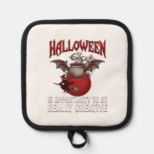 Halloween Bat Winged Cauldron Flying Witch Ghost Pot Holder