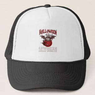 Halloween Bat Winged Cauldron Flying Witch Ghost Trucker Hat