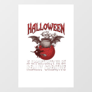 Halloween Bat Winged Cauldron Flying Witch Ghost Window Cling