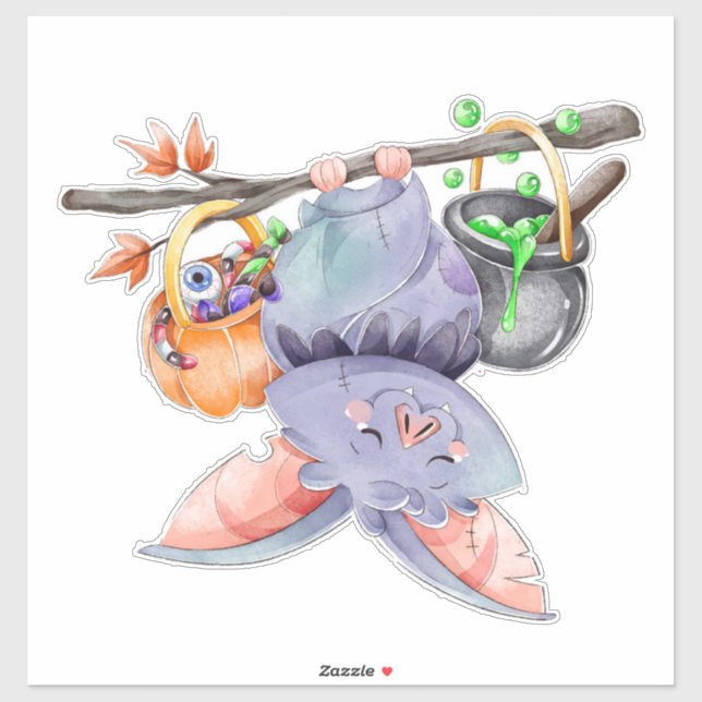 Halloween Bat with Cauldron Eyeballs and Candy (Sheet)