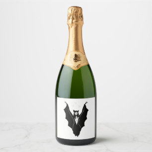 Halloween Bat woman Costume Design for Halloween Sparkling Wine Label
