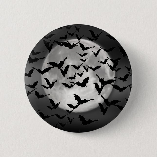 Halloween Bats And A Full Moon 6 Cm Round Badge (Front)