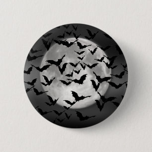 Halloween Bats And A Full Moon 6 Cm Round Badge
