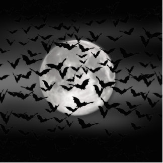 Halloween Bats And A Full Moon Standing Photo Sculpture