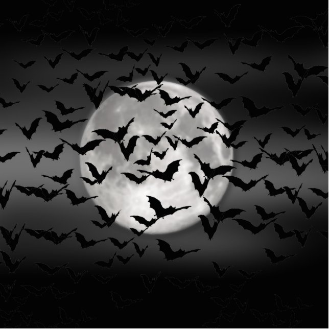 Halloween Bats And A Full Moon Standing Photo Sculpture (Front)