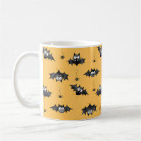 Halloween Bats and Dangling Spiders Mug