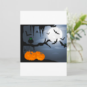 Halloween Bats And Owl Invitation