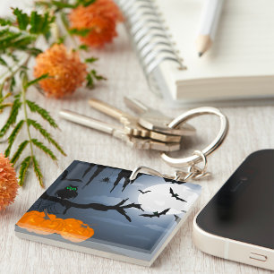 Halloween Bats And Owl Key Ring