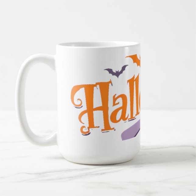 Halloween Bats and Pumpkin Mug (Left)