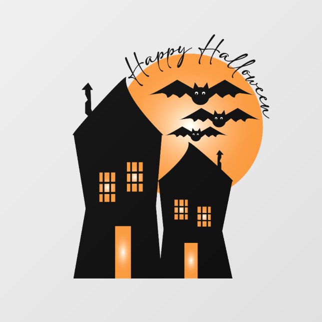 Halloween, Bats and Spooky Houses Window Cling (Sheet)