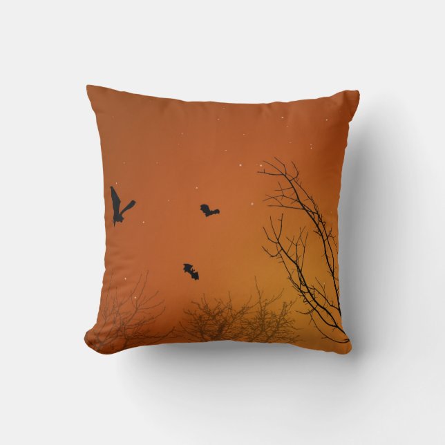 Halloween Bats and Trees Cushion (Front)