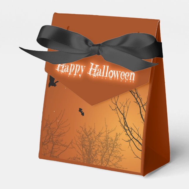 Halloween Bats and Trees Favour Box (Front Side)