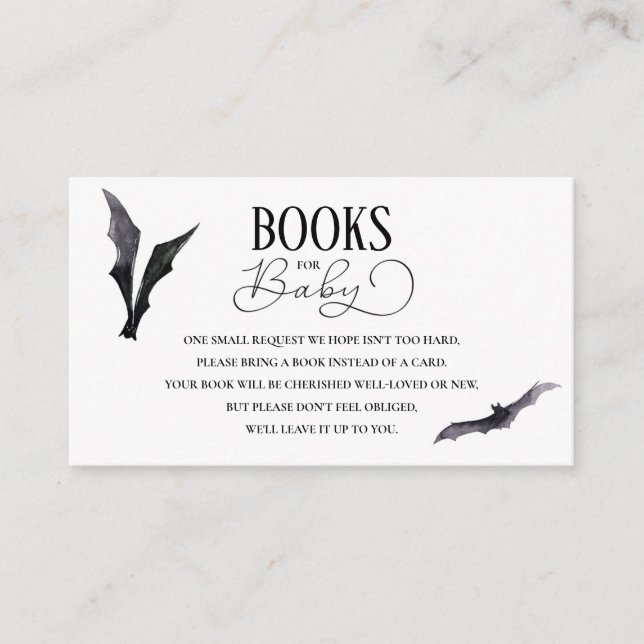 Halloween Bats Baby Shower Book Request Enclosure Card (Front)
